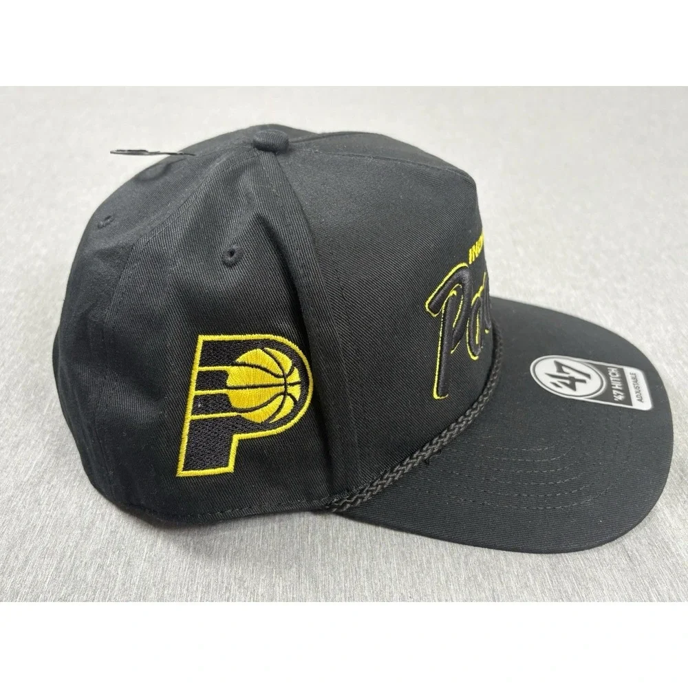 Indiana Pacers NBA '47 Brand Black Script Hitch Rope Adjustable Snapback Hat